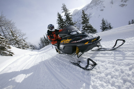 Snowmobiling near Banff
